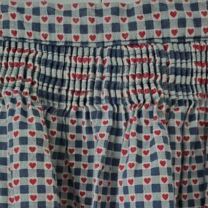 Handmade Sweetheart Cottagecore Blue White Check Midi Skirt Hearts Pockets